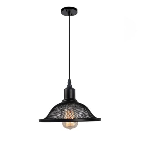 Lampe à suspension en fer industriel noir au design vintage épuré
