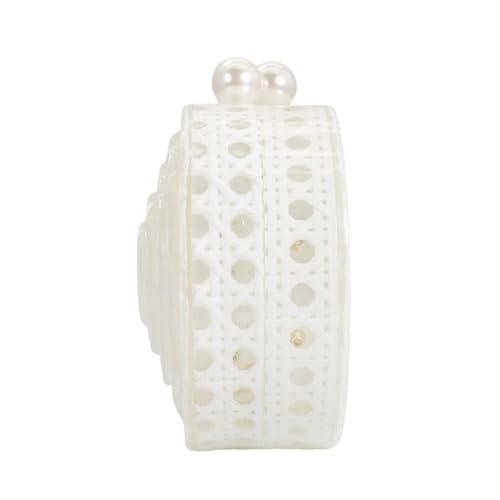 Image of Women Acrylic Rattan Clutch Purse Rattan Woven Evening Bag Wedding Party Purse Summer Beach Wicker Shoulder Handbag