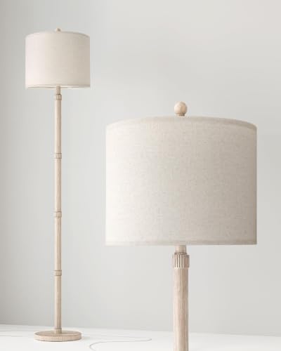Image of BOBOMOMO Retro Farmhouse Floor Lamp Rotary Switch, 62 inch Resin Vintage Floor Lamp, Rustic Tall Floor Lamps for Living Room, Corner, Bedroom, Office(Without Bulb)