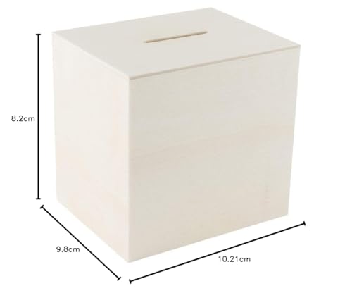 Ideen mit Herz Holz-Spardose | Holzkiste | ideal zum Basteln & Bemalen | 10,2cm x 9,8cm x 8,2cm | mit Kunststoff-Verschluss auf der Unterseite