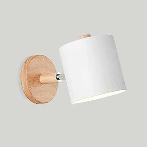 LIGKIN Aplique de Pared Interior Moderno Lámpara de Pared Madera E27 Pantalla Metálica Foco de Luz Ajustable para Mesilla...