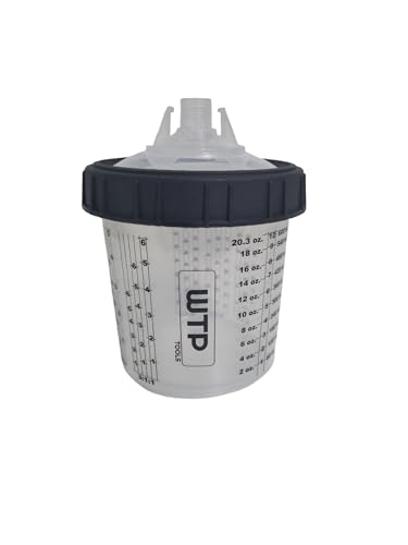 Image of Disposable Paint Cup System KIT Combo, 50 Lids + 50 Liners + 1 Hard Cup + 20 Caps - 1 Box 400 /650 /850ml 14 /22 /29 Oz (125mic filter) - Sprayer Mixing Cup for Automotive Paint Gun (650ml /22Oz)