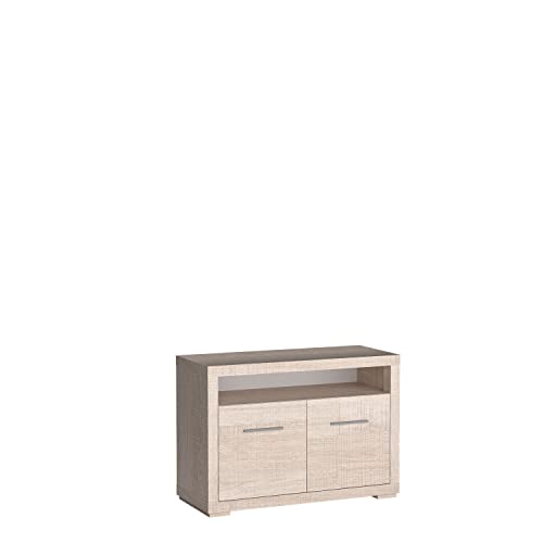 MINIO go for it - Meubles TV Vegas, Largeur 97 cm, Étagère et Armoire verrouillables, Panneau de Serrage laminé, Idéal pour Le Salon, Santana Light