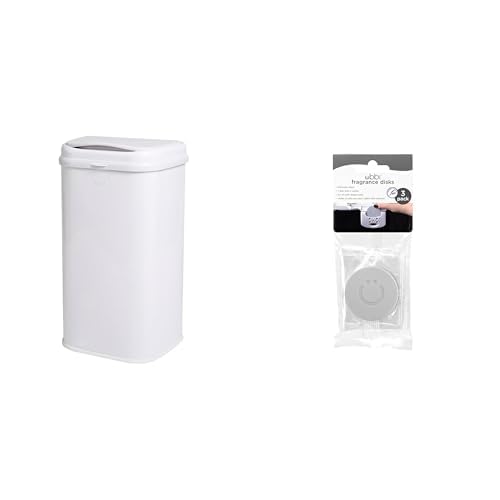 Bundle of Ubbi Stainless Steel Adult Diaper Pail, No Special Bag Required & Adult Diaper Pail Odor Absorbing Fragrance Disks, Odor Eliminator, Lavender Scented, 3 Pack