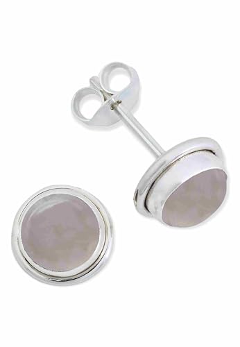 Ohrstecker 925 Silber Rosenquarz rosa Stein Edelstein Ohrringe echt Silber Damen Sterling Silber Stecker Geschenk(MOS-048-07)