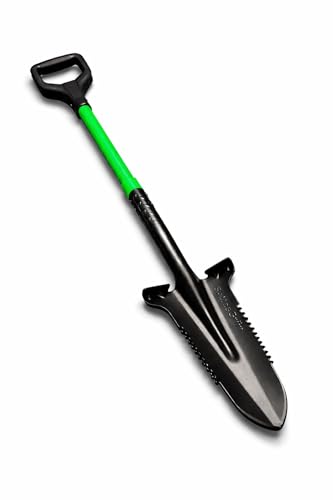 SattesGrün Pala profesional con pala de acero al carbono – Pala de jardín resistente con borde de sierra – Tenedor de pala de 115 cm con mango en D – Ideal para suelos duros, raíces y jardinería – 2,4