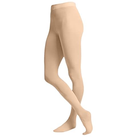 EMEM Apparel Women's Ladies Solid Colored Opaque Dance Ballet Costume Microfiber Tights Stockings Fashion Footed Nude D Cover