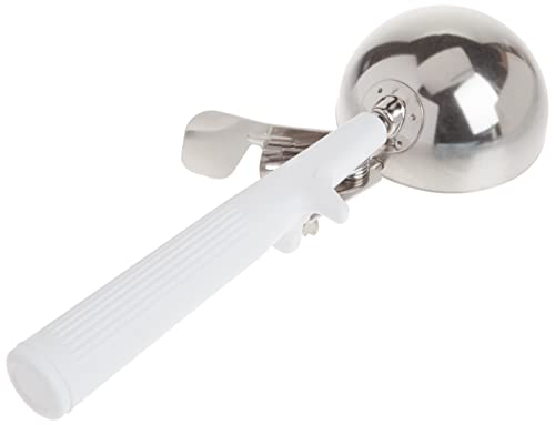 Image of Winco ICOP-6 Ice Cream Disher with White Handle, Size 6, 5.5 ounces, Stainless Steel