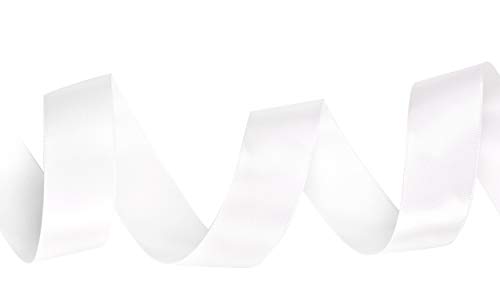 Yama Double Face Satin Ribbon - 1 Inch 25 Yards For Gift Package Wrapping,Floral Design,Hair Bow Clip Making,Crafting,Sewing,Wedding Decor,White #TOP2