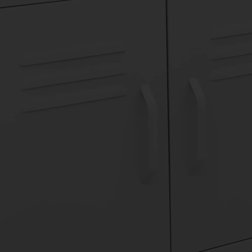 Armario de taller de acero negro 60 x 35 x 56 cm con 4 ruedas y estante ajustable, solución de almacenamiento robusta para exterior y oficina para jardín, balcón y oficina en casa