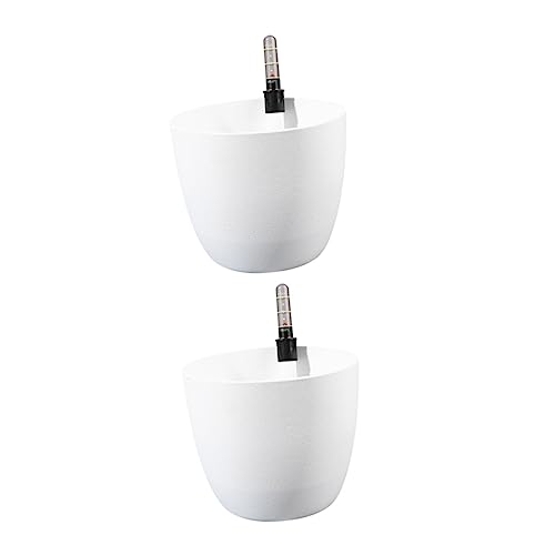 TOYANDONA Pot De Fleurs Auto-arrosant Rond pour Plantes Lot De 2 Plastique Blanc Jardinière Moderne Système D'arrosage Automatique pour Intérieur Et Extérieur