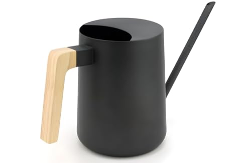 Watering Can for Indoor Plants, 33 oz/1 Liter Metal Stainless Steel Pot with Long Spout for House Plants (Matte Black)