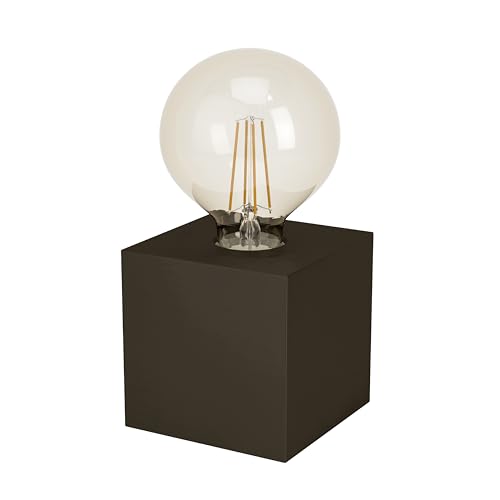 Eglo Lampe de chevet Prestwick 1, lampe de table industrielle, lampe de salon en métal bronze foncé, luminaire design avec interrupteur, douille E27