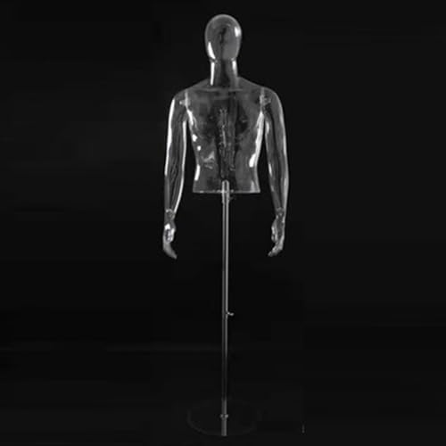 Manichino Manichino Trasparente Regolabile in Altezza, Forma Leggera di Abito Maschile, Mezzo Modello di Manichino per La Costruzione di Fotografie, Facile da Spostare