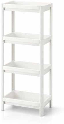 MARUKATSU 4 Shelves White Narrow Bathroom Shelving Unit – Multi-P...