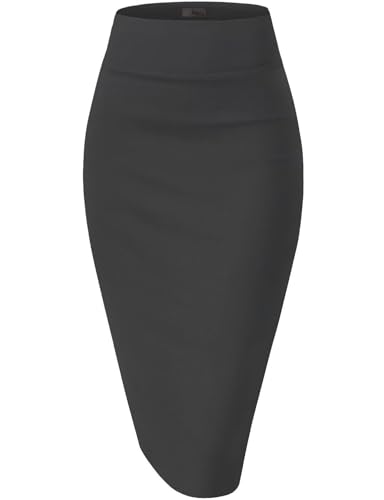 Image of Hybrid & Company Women's Premium Nylon Ponte Stretch High Waist Pencil Suit Skirt Below Knee