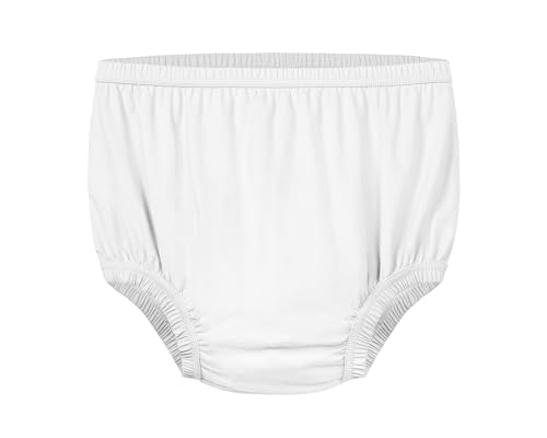 Adult Diaper Cover Silent Waterproof Plastic Rubber Pants for Incontinence Leak Protection with Light Absorbent Layer (White, XS)