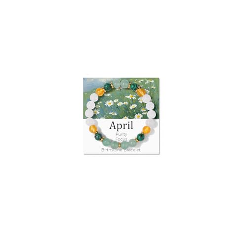 Risyfjew Birthstone Crystal Flower Bracelet for April
