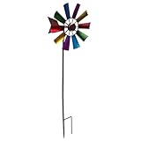COLLBATH Dekorative Metall windmühle Gartenornament Windrad Gartenskulptur Außen aus Robustem Eisen Farbenfrohes Drehbares Windrädchen für Terrasse und Wetterfest und Zufällige Farbe