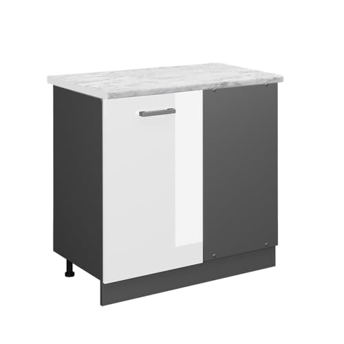 Image of Vicco Corner cabinet Raul, White High Gloss, 86 cm