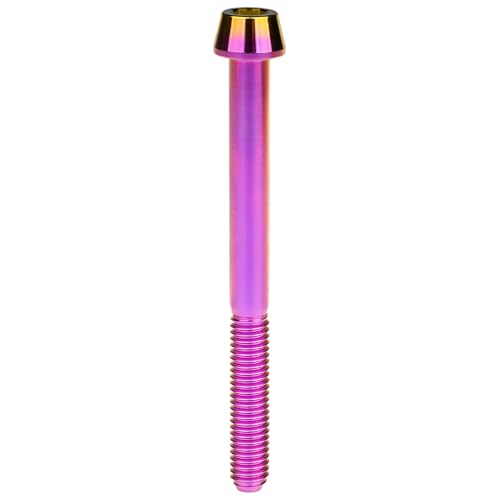 Image of Titanium Ti Bolt M5x9 16 18 20 25 30 35 40 45 50 55 60mm Tapered Head Screws Pack of 4 (M5x60mm, Purple Gold)