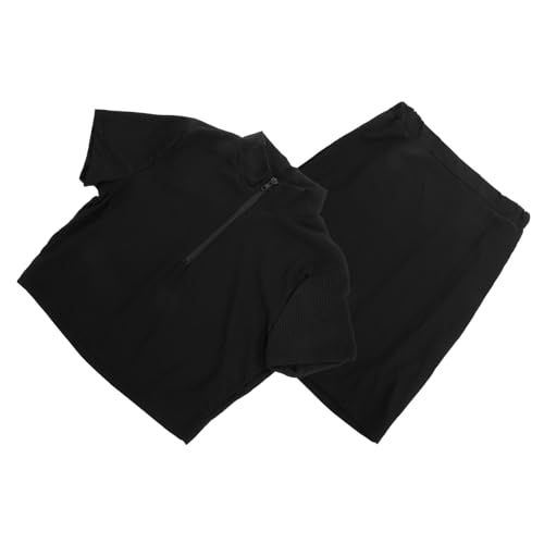 Conjunto de top corto y falda Healeved de manga corta para evitar el calor con estilo casual