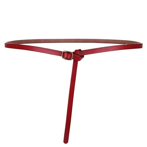 Decorative Belt Narrow Leather Belts For Women Decorative Waistband For Dress Or Skirt Or Overcoat Girdle Width 1.0 Cm for Country Concert Outfit(110cm,Red)