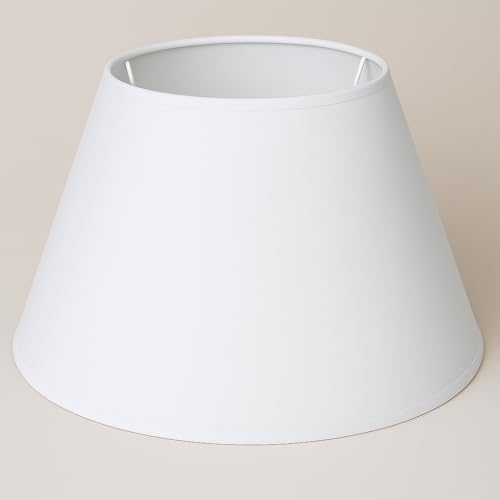 45 cm Abat-jour, Tissu en Coton avec dos en PVC blanc, Produit fait main, pour Lampe de table, Lampadaire (Blanc)
