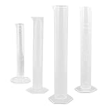 TOKIDNY 4 piezas Probetas de Plástico Transparente con Base Hexagonal Cilindros de Medición Graduados para Laboratorio con Cuerpo Liso y Vertedor para Medición Precisa de Líquidos