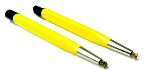 Scratch Brush Pen Style with Retractable Brass Bristles Metal Clay, Set of 2, Tips for Jewelry, Watch, Coin Cleaning, Electronic Applications, Auto Body Work by JTS