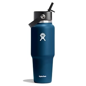 Hydro Flask Travel Water Bottle – Insulated Stainless Steel – Wide Straw Lid, Non Spill, Leakproof in 32 Oz Indigo Blue