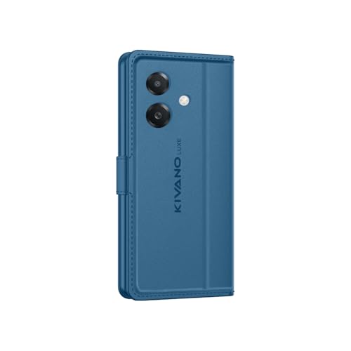 Image of KIVANO LUXE Compatible for Oppo A3x 4G / Oppo A3 5G / Oppo A3x 5G Luxury Handmade Leather Magnetic Flip Folio Case | Card Holder & Kickstand | Slim Protective Cover | Unisex - Blue