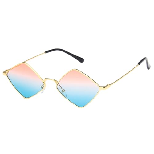 Lunettes de soleil femmes irrégulières vintage petit cadre losange rétro noir or rose
