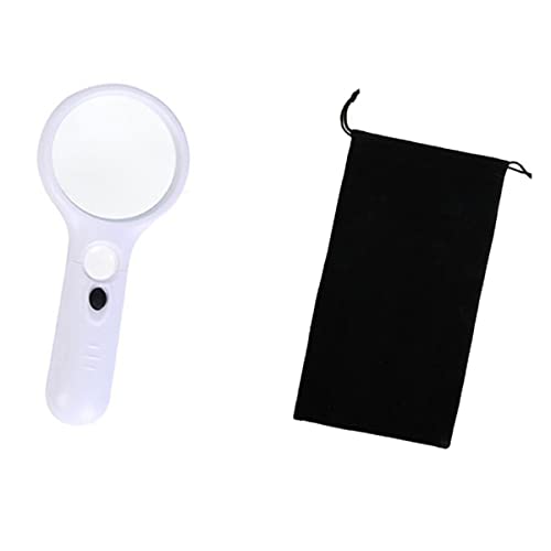 Microscope 3X 45X Handheld Reading Magnifying Glass with 3 LED(D and Bag)