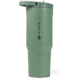 HydroJug Sport - Stainless Steel Tumbler with Straw, Vacuum Insulated, 40oz Leakproof Water Bottle, Ergonomic Design, Reusable, Dishwasher Safe, Rubber Base, Durable for Gym or Outdoors, Sage