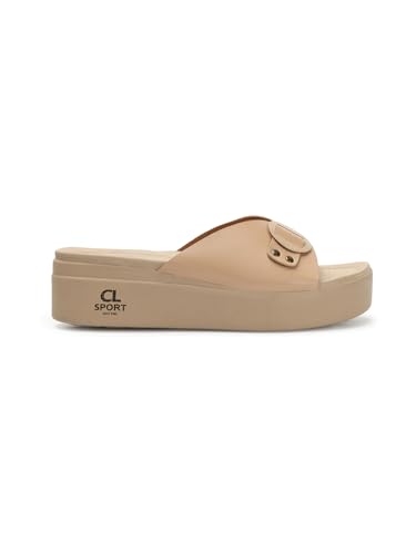 Image of Carlton London women's Flatform Comfortable Slide Sandals with Buckle