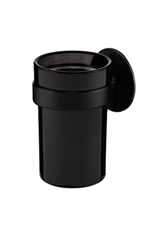 ovimar Zahnputzbecher Engeloya | schwarz | ohne Bohren | aus Glas und Edelstahl für das Bad | mit herausnehmbaren Becher und Zahnputzbecherhalter | zum Kleben an der Wand Cover