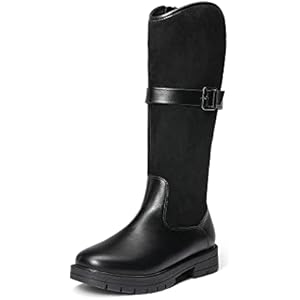 DREAM PAIRS Girls Knee High Buckle Fashion Riding Boots Little Kid/Big Kid 5 Big Kid Black