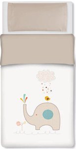 Pirulos 33012410 - Saco nórdico, diseño elefante, algodón, 62 x 125 cm, color blanco y lino