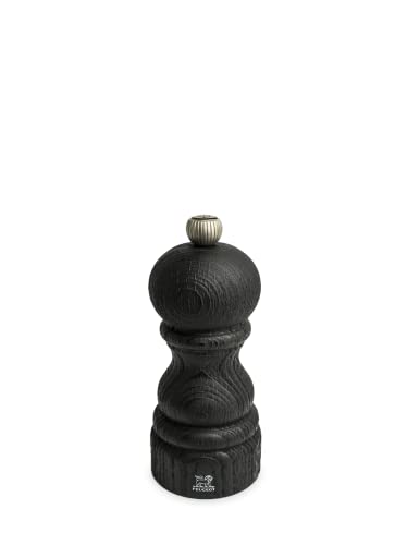 PEUGEOT - Moulin à Poivre Paris Nature Black 12 cm - Réglage Classique - En Bois Revalorisé Labellisé PEFC - Fabrication Française - Coloris Noir