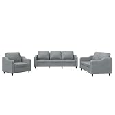 vidaXL Ensemble de Canapés avec Coussins 3 pcs, Canapés avec Accoudoirs et Dossier, Ensemble de Meubles, Mobilier de Salon, Moderne, Gris Clair Tissu