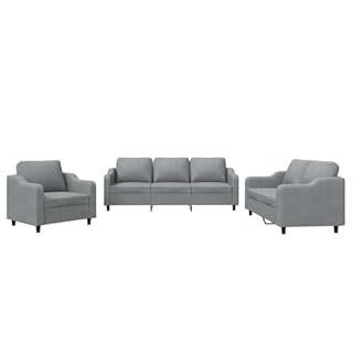 vidaXL Ensemble de Canapés avec Coussins 3 pcs, Canapés avec Accoudoirs et Dossier, Ensemble de Meubles, Mobilier de Salon, Moderne, Gris Clair Tissu