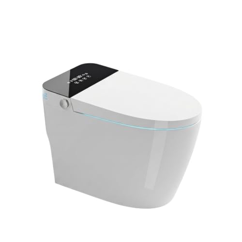 Inodoro inteligente monoblock sin tanque, elongado, altura ADA, con apertura/cierre automático, sensor de pie, lavado con agua tibia y secado con aire miniatura 1