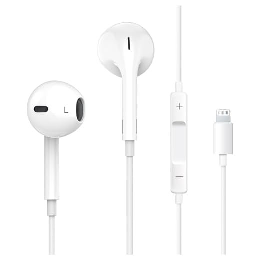 Apple Earbuds, [MFi Certified] with Lightning Connector Wired Earphones (Built-in Microphone & Volume Control) Noise Canceling Isolating Headphones for iPhone 14/13/12/11/SE/X/XR/XS/8/7-1Pack