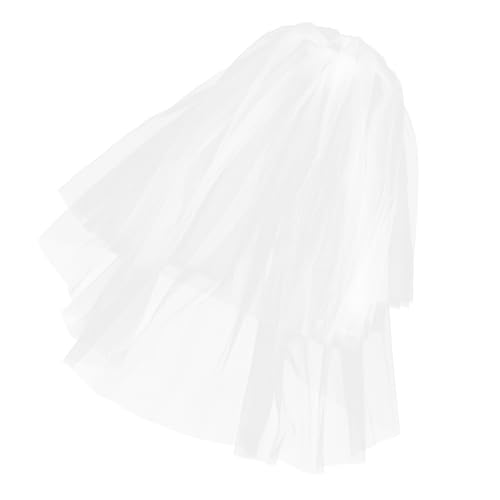 OSALADI Velo Suave Capa Blanco de con Doble de Tul Peine Novia Corto Accesorio Encaje para Boda y Despedida de Soltera para Mujer para Ceremonia y Evento Nupcial