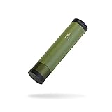 VSSL Insulated Flask, 8 oz Double-Walled Vacuum Sealed Stainless Steel, Leak-Proof Drinking Cap, Split Flip Carabiner for Easy Attachment, Predator Green