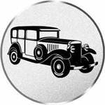  S.B.J - Sportland Pokal/Medaille Emblem, Motiv Oldtimer, Durchmesser 50 mm, Silber