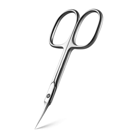 BEZOX Curved Cuticle Scissors - Precision Manicure Scissor Nail Cuticle Trimmer, Professional Stainless Steel Nail Scissors for Cuticle Care, Cuticle Cutter Small Scissors for Women - Silver Cover