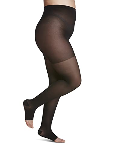 Image of SIGVARIS Women's Style Sheer 780 Open Toe Pantyhose 15-20mmHg - Black - Small Short