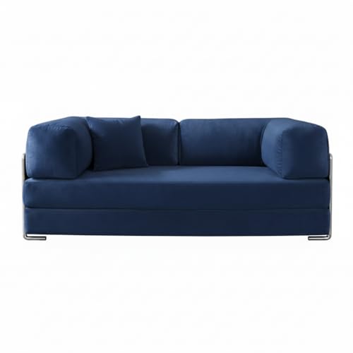 Image of Torque Vegas Three Seater Sofa Cum Bed for Sleeping-Blue | Premium Suede Fabric 3-Seater Double Foam Fold Out Sofas Bed | Convertible 3-in-1 Sofa Cuma Bed for Office